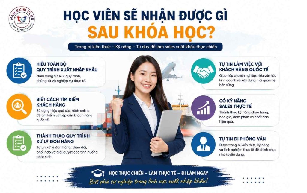 Học viên sẽ nhận được gì sau khóa học sale xuất nhập khẩu tại Han Exim